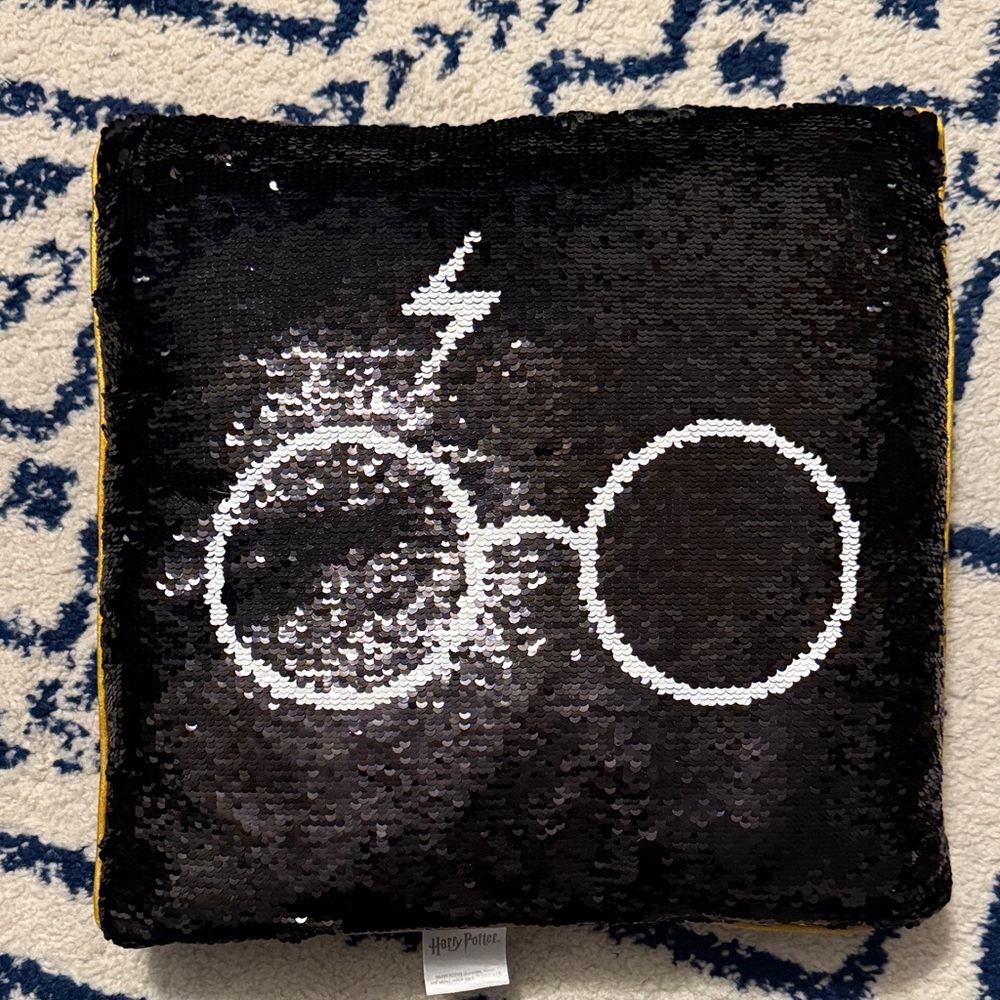 Warner Bros. Black and White Platform 9 3/4 Sequin Pillow